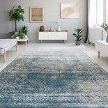 Vintage Blue Pattern Rug With The Look And Feel Of Vintage Antiques, The Rug Brings Lavishly