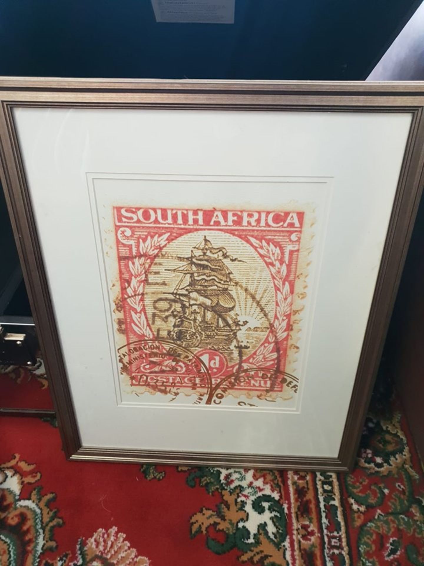 Artwork Framed Graphic Art Print -The Enlarged Print Of An Antique Postage Stamp From South Africa