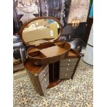 Starbay Marie Galante Vanity / Makeup Trunk Walnut A flip-up top opens to ovoid mirror on the inside