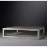 Cela Grey Shagreen Square Coffee Table Crafted of shagreen-embossed leather with the texture,