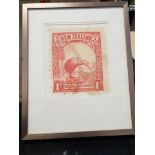 Artwork Framed Graphic Art Print -The Enlarged Print Of An Antique Postage Stamp From New Zealand