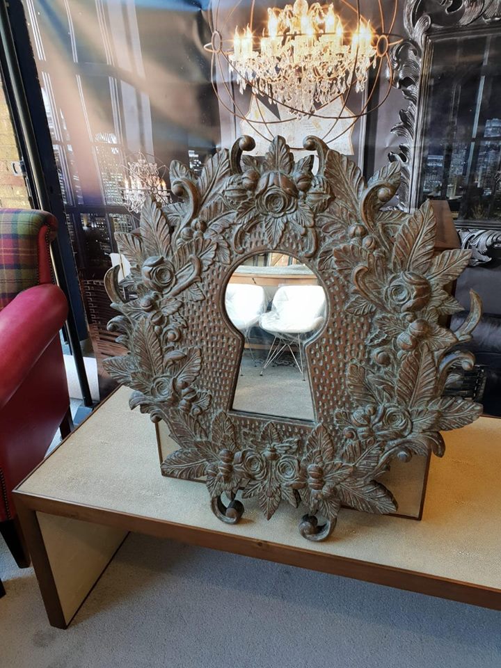 Tracy Boyd Keyhole Carved Bleached Accent Mirror 76.2 x 50.8 x 78.7 cm MSRP £1037