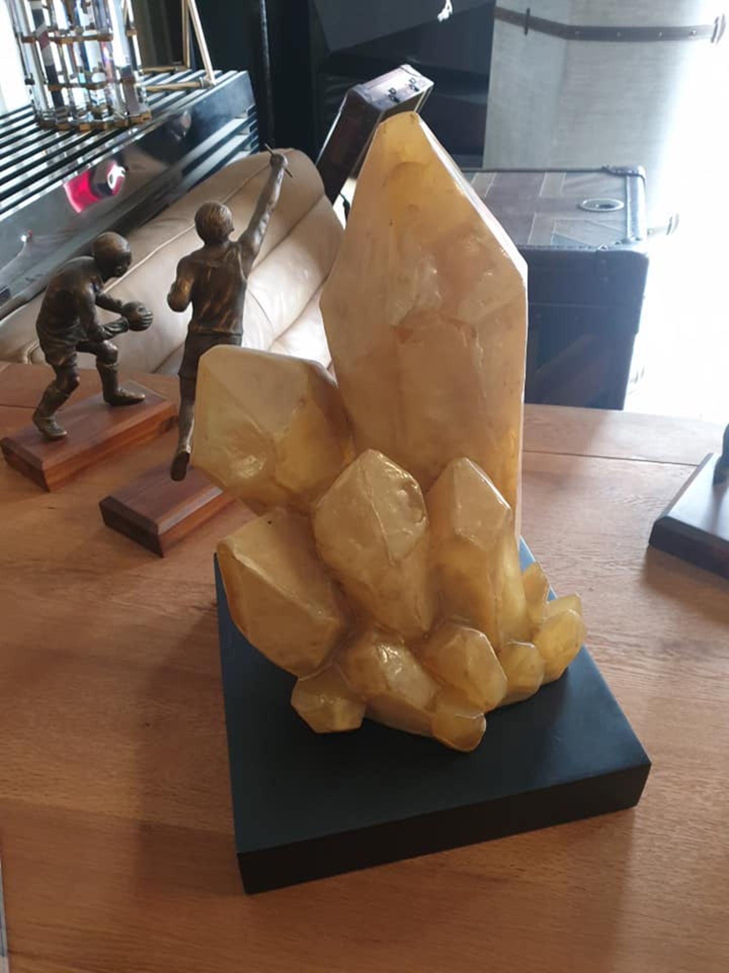 Clear Resin Quartz Points Cluster On Stand Objet d Art 30 x 30 x 49cm