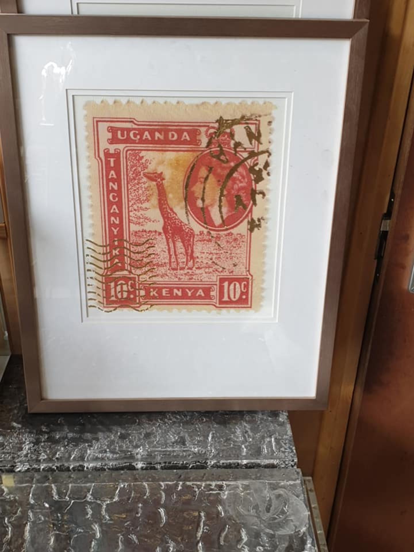 Artwork Framed Graphic Art Print -The Enlarged Print Of An Antique Postage Stamp From Uganda