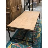 Classic FrenchFarmhouse Plank Dining Table Matt Black Frame This Sturdy Dining Table Presents Aged