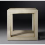 Cela White Shagreen Square Side Table Crafted of shagreen-embossed leather with the texture, pattern