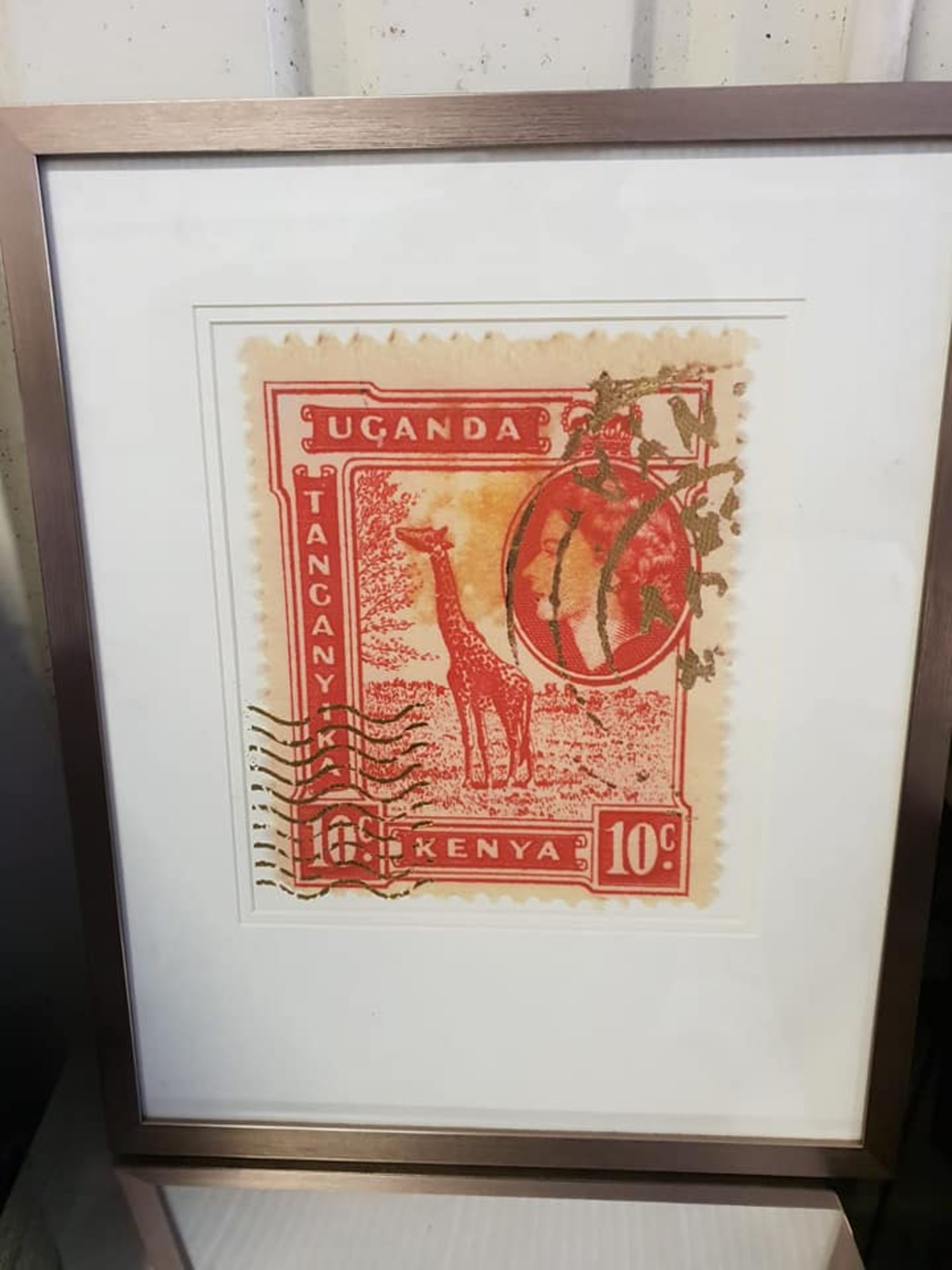 Artwork Framed Graphic Art Print -The Enlarged Print Of An Antique Postage Stamp From Kenya Giclee