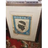 Artwork Framed Graphic Art Print -The Enlarged Print Of An Antique Postage Stamp From Corsica Giclee