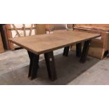 Vradino Dining Table Cheyenne Leather Stitched top with industrial base 210 x 100 x75cm RRP £4200