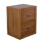 Montana Two Drawer Cabinet Nibbed Oak Features Streamline Design With Brass Cup Handles And