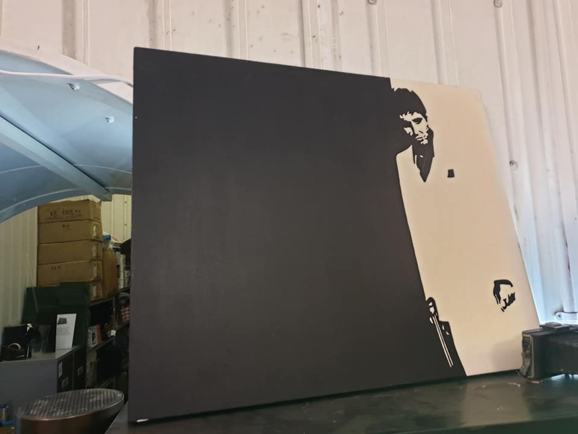 Al Capone acrylic on canvas black and white original artwork unsigned 76 x 61cm