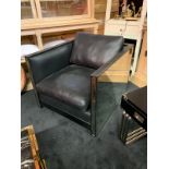 Andrew Martin Walter Arm Chair A Striking And Dramatic Art Deco Style Arm Chair In Black Leather