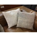 Rugger Cushion Wreaked White Leather & Patterned Fabric Timothy Oulton Took Inspiration For His