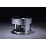 Michael Yeung Boom Side Table With Speaker Polished Steel and Black Glass Ominous aggressive