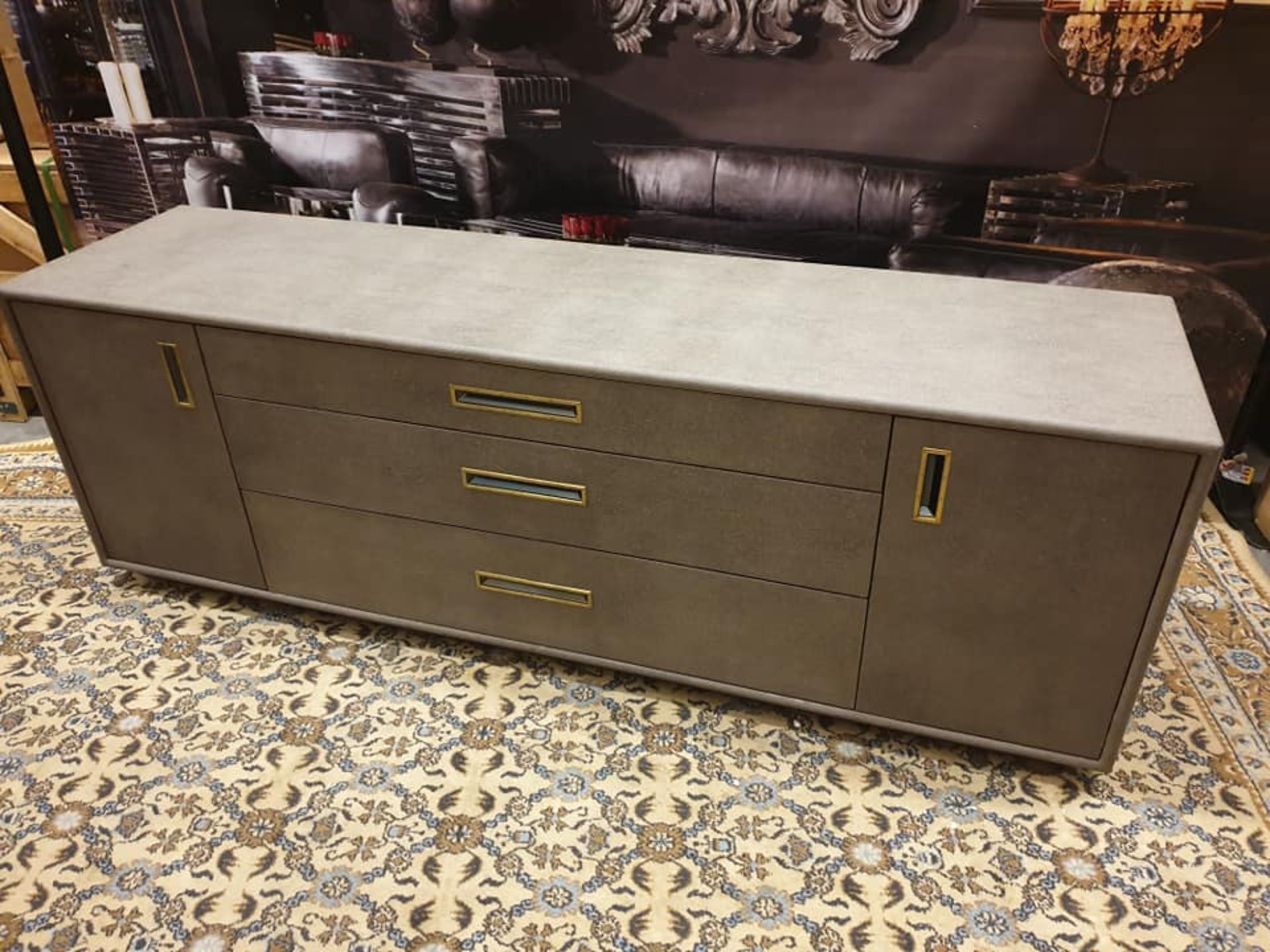 Starbay Shagreen and Acacia Walnut 2 door 3 drawer cabinet functional with boundless character and