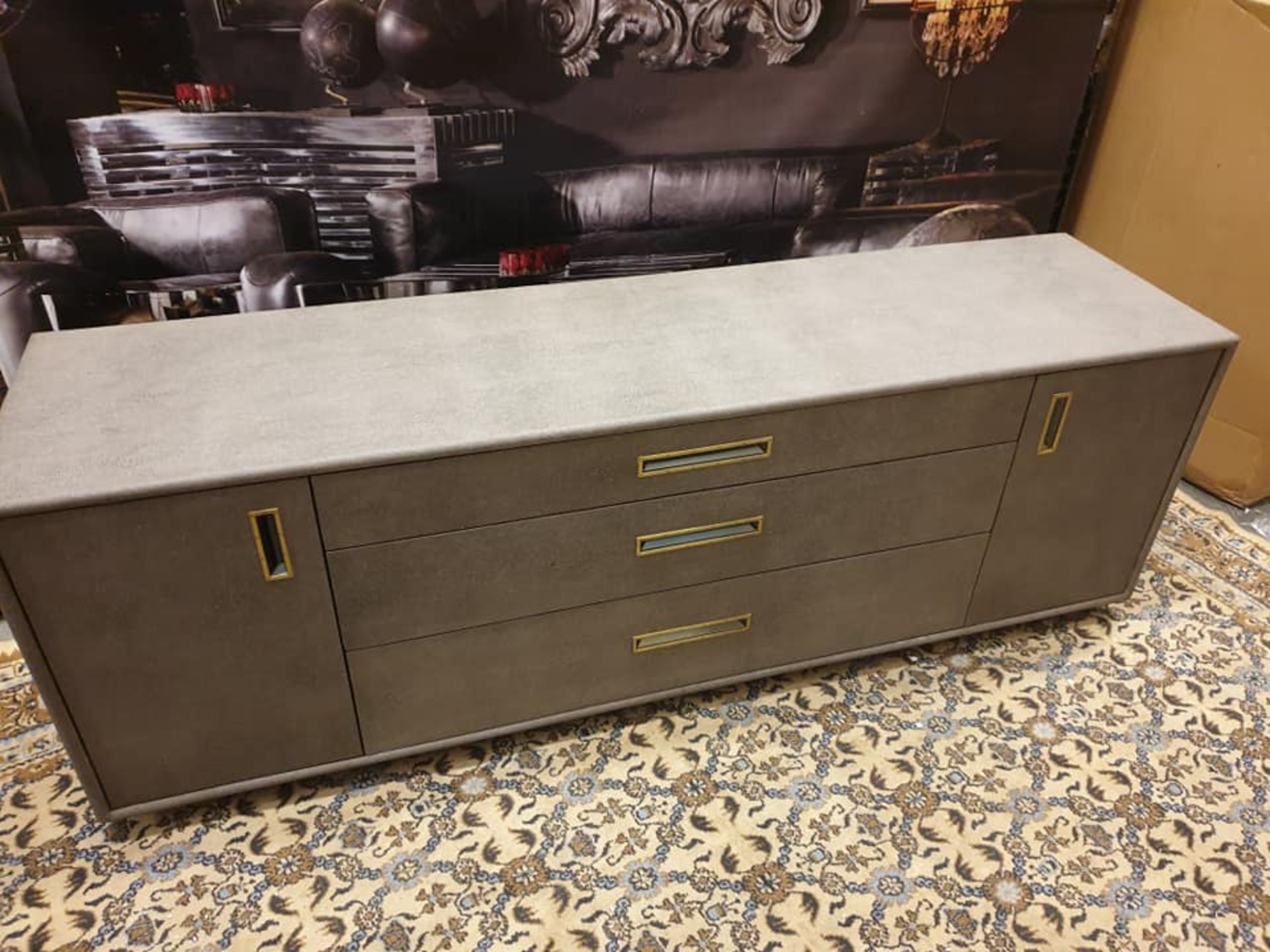 Starbay Shagreen and Acacia Walnut 2 door 3 drawer cabinet functional with boundless character and - Image 5 of 9