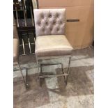 Cantilever Leather Barstool Coca With Footrest Polished Steel Base Tufted Chesterfield Style Back 47