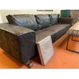 PTMD Xl-4 Seater Sofa In Limited Black Special Print Full Leather A Classic Design, Redolent Of