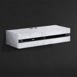 Island Media Unit Without Cable Hole White Honed Marble 100 x 40cm
