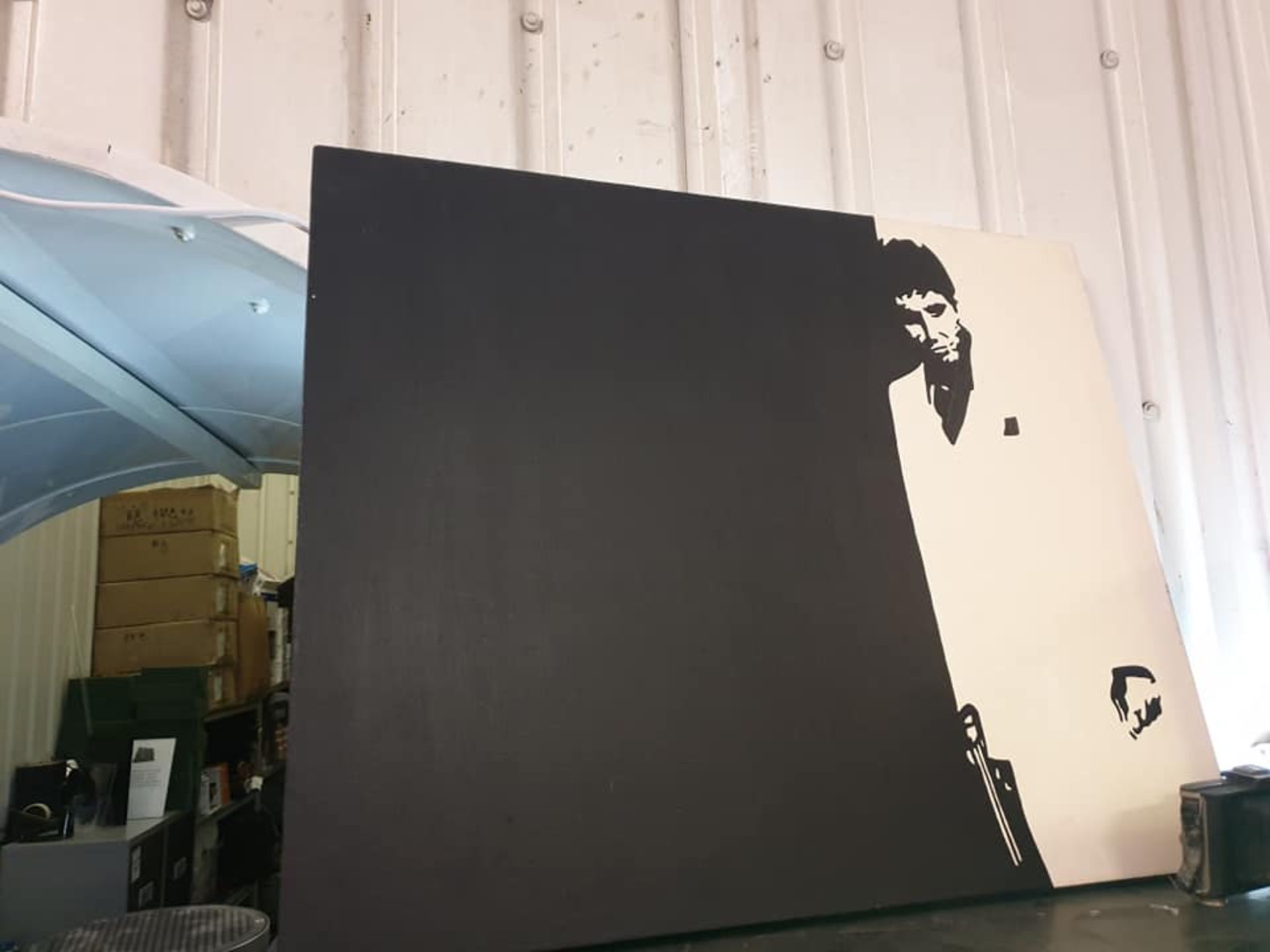 Al Capone acrylic on canvas black and white original artwork unsigned 76 x 61cm - Image 2 of 2