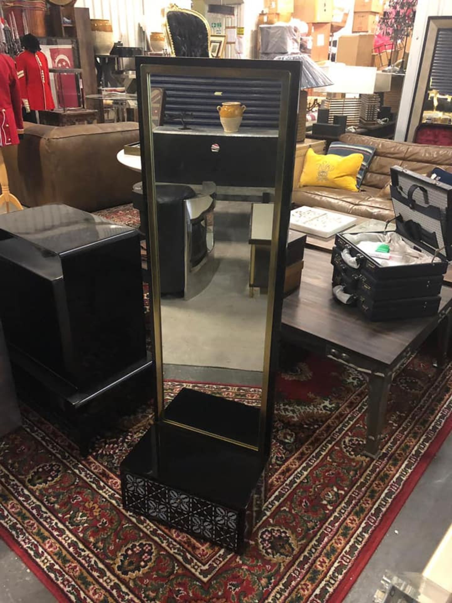 Floating Shellshock Mirror Nightstand Lacquer Black Clean-lined and sleek, this floating mirror- - Image 2 of 2