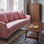 Monroe Three Seater Velvet dusky Pink By Christiane Lemieux A Curved, Soft Rounded Back For Extra