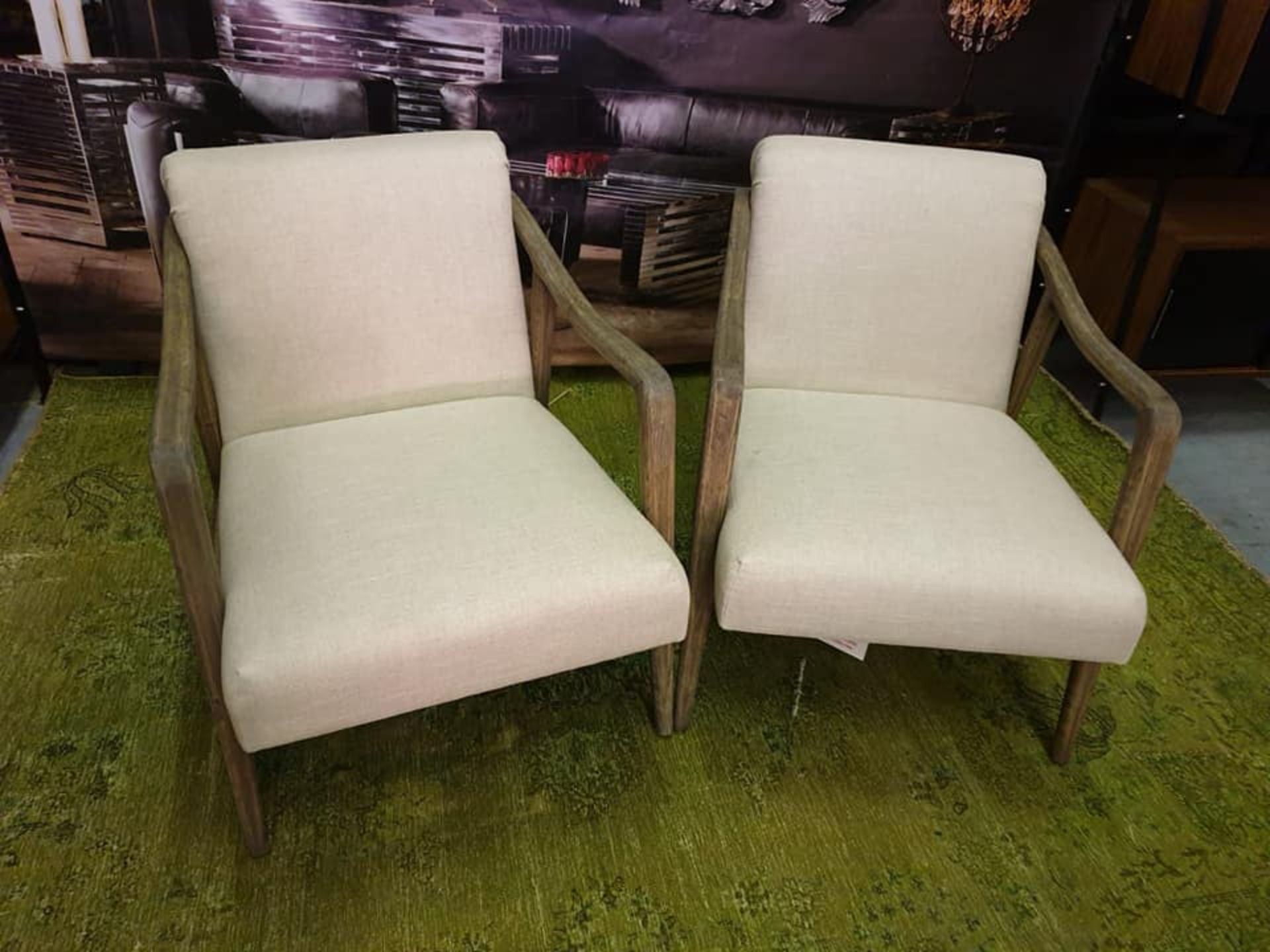 A pair of Alton Natural Ecru Linen Chairs The Alton chair is a classic and sophisticated weathered - Image 2 of 5