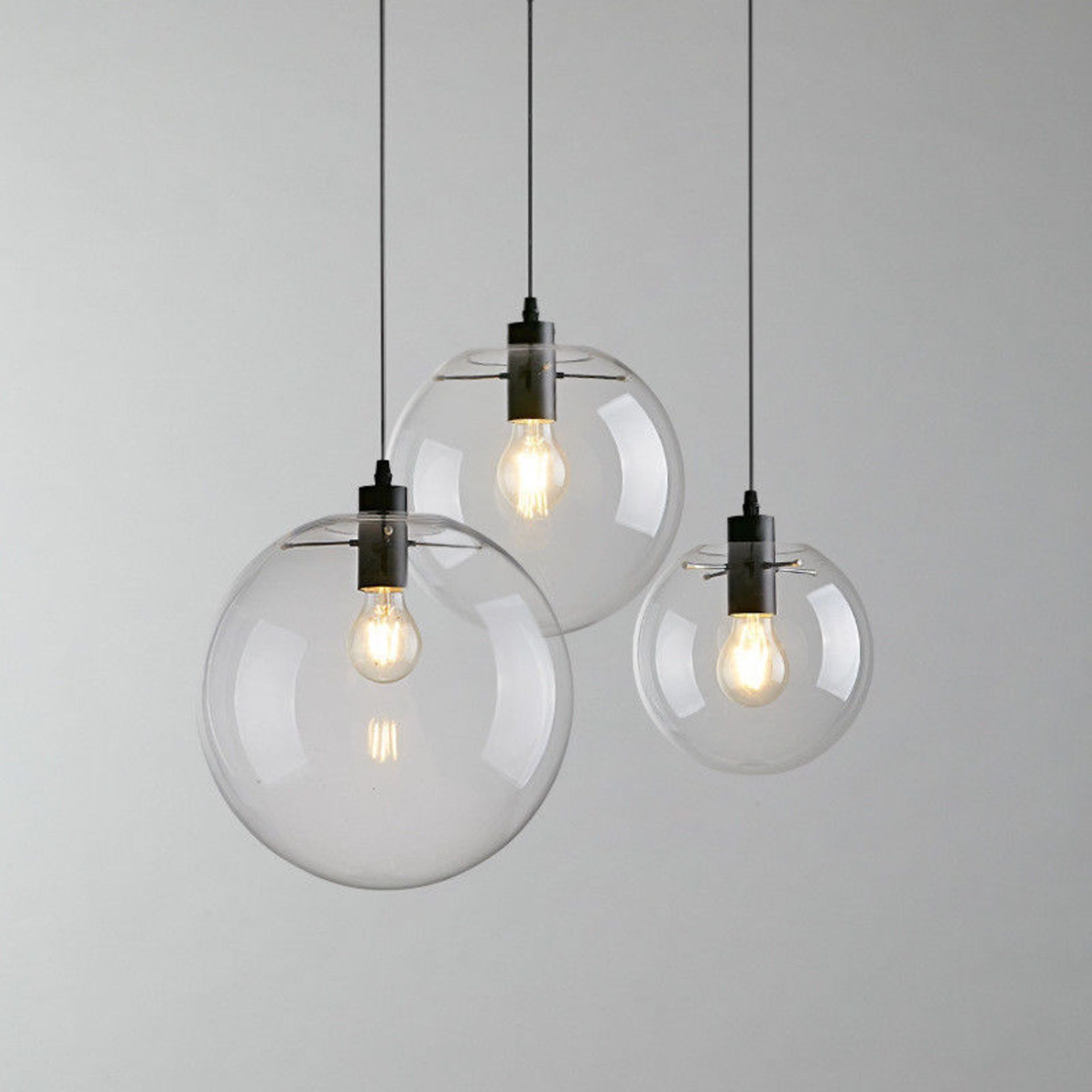 Bud Pendant(UK) Black Single Pendant Light Transparent Glass With Led Bulb Contemporary Industrial