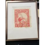 Artwork Framed Graphic Art Print -The Enlarged Print Of An Antique Postage Stamp From New Zealand