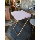 Starbay bronzed metal stool grape upholstered seat pad with leather strap detail 350 x 350 x 600mm