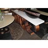 Console C Large Hall Table Hand-Shaped Pen Shells In Natural Shades Of Brown Create A Mosaic With