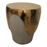 Kelly Hoppen Bessie Side Table Oak Rose Gold Finish Sculpted From A Solid Oak Block, The Rich