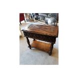 Oak Jacobean Side Table A Stunning Reproduction Jacobean Side Table Features A Planked Top Over A