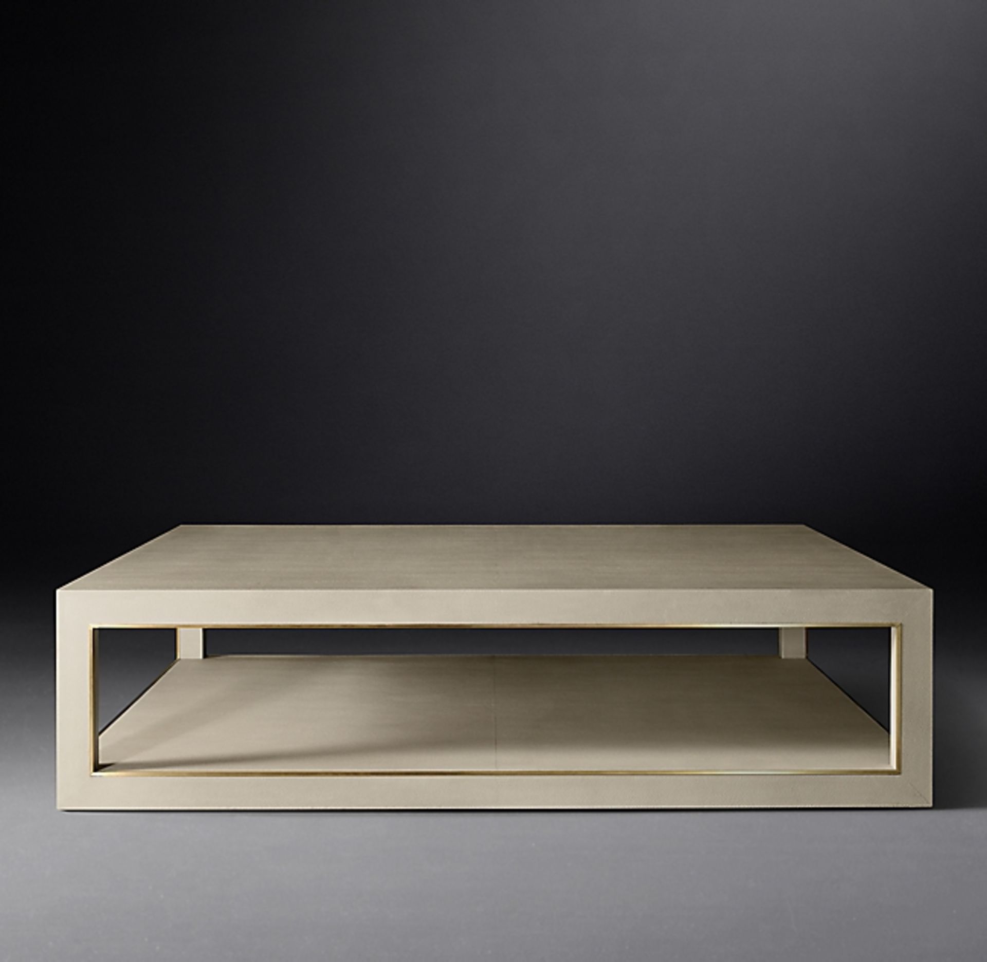 Cela White Shagreen Square Coffee Table Crafted of shagreen-embossed leather with the texture,