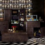 Timothy Oulton Hudson Bar Cabinet Fury Leather warm browns and black for a luxuriously worn, vintage