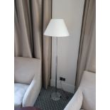 A Pair Of Contardi Italia Acfo Standard Floor Lamp Brushed Steel With Neutral Shade - The Lamp