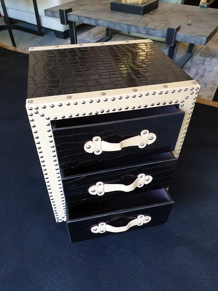 3 Drawer Bedside Table The Perfect Size For A Bedside Or End Table Metal Studding Detail To The