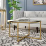 Gold Coffee Table Style Meets Practical With This Mid-Century Modern Inspired Round Gold Coffee