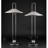 A Pair Of Regina Mesa Halogen Table Lamps Designed By Jorge Pensi For B-Lux Made Of Chromed Steel