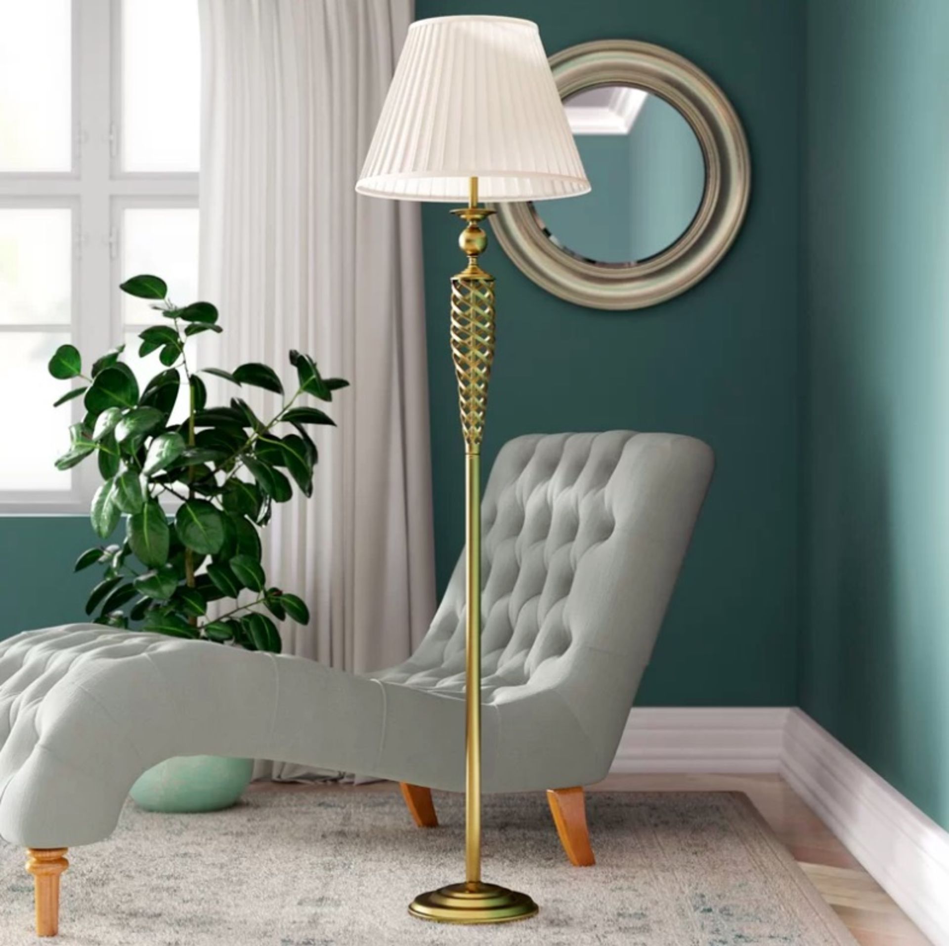 Brass 169cm Floor Lamp 2 X Floor Lamps Supplied Antique Brass Floor Standing Lamp With Neutral Shade