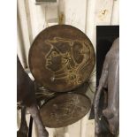 Bronzed Resin Sculpture Antique Coin Medallion B Objets d'Art Decorative Accessories 40cm Diameter