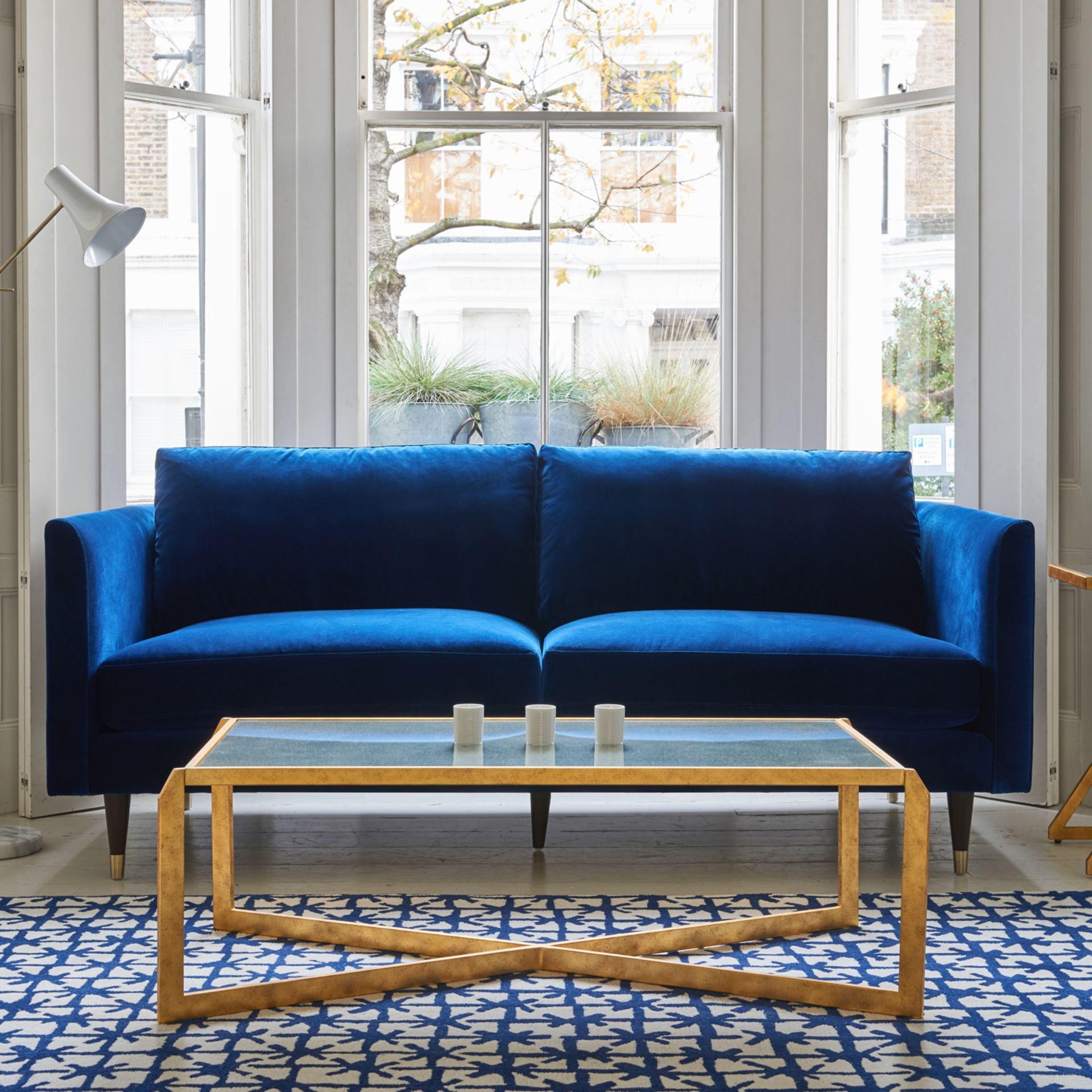 Henry 2 Seater Velvet Sofa - Navy Blue Henry By Christiane Lemieux Is A Contemporary Sofa With - Image 3 of 4