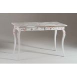 Amour Desk Handmade Solid Wood White Lacquered Traditional Desk With Romance Design And Brushstrokes