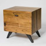 Natural 1 Drawer Bedside Table Single Door Solid Acacia Wood Bedside Table Creates A Storage