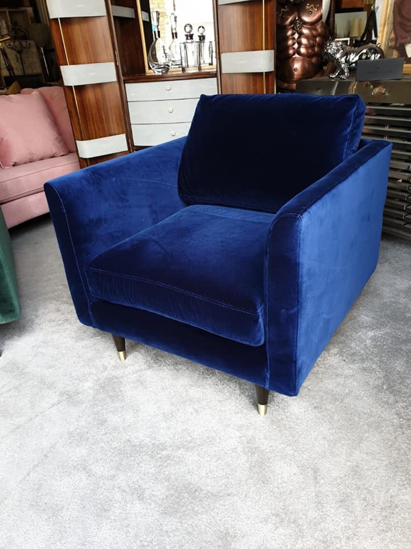 Henry Velvet Armchair Navy Blue Henry By Christiane Lemieux Is A Contemporary Sofa And Armchair