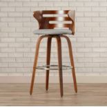 Grace 74cm Swivel Bar Stool The Walnut Wood Backrest Of This Barstool Hugs The Body With Graceful