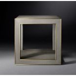 Cela Grey Shagreen Square Side Table Crafted Of Shagreen-Embossed Leather With The Texture Pattern