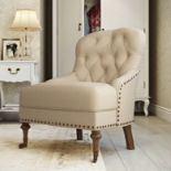 Accent Armchair With A Very Comfortable Rounded Seat Back Delicately Upholstered With Tufted And Pin