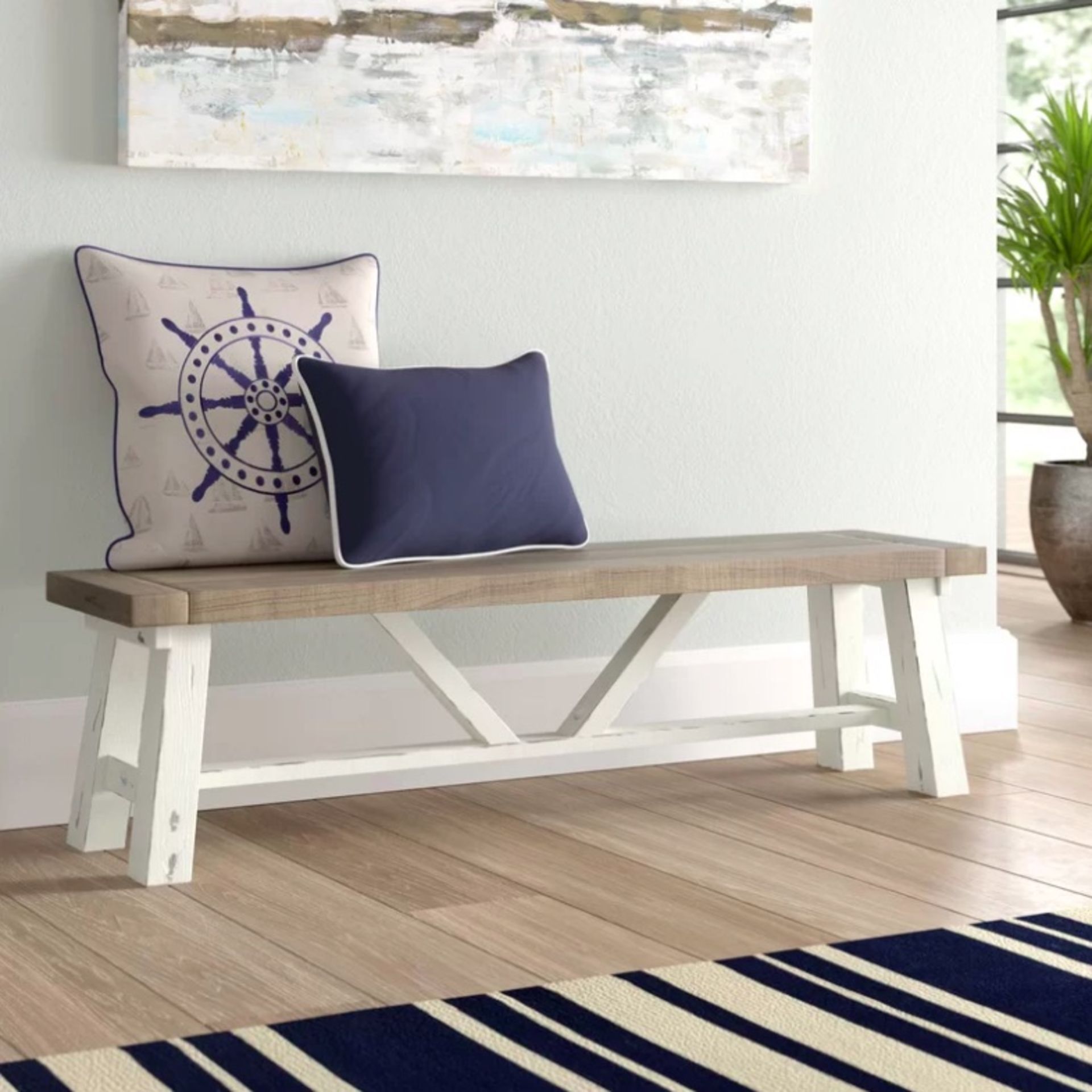 Drift Wood Bench Driftwood Tops Are Complimented With Distressed Off White Bases Giving This