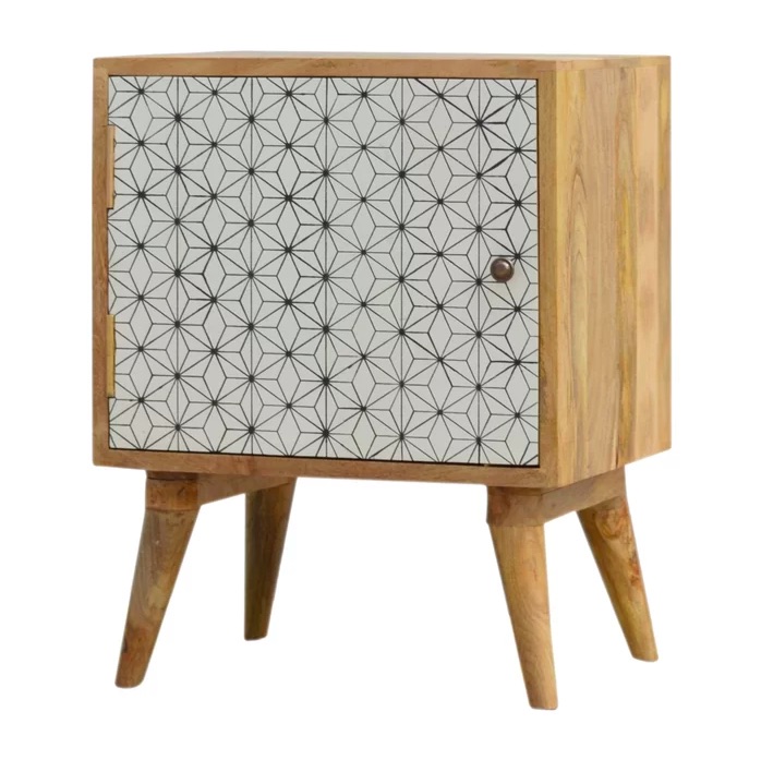 Scandi Bedside Table Single Door Scandinavian Inspired Bedside Chest Statement-Making Design And